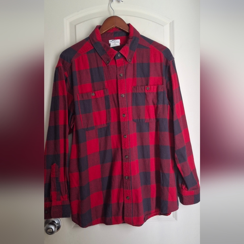 Blue Mountain Flannel Cotton Mens Long‎ Sleeve Sz Large Winter Blue/red Casual